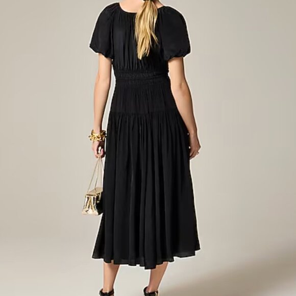 J. Crew Elena Puff Sleeve Black Dress - NWT - Picture 3 of 9